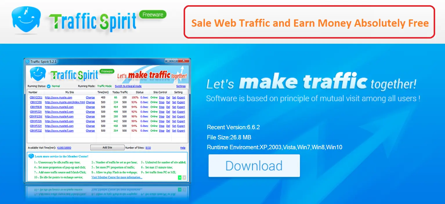 Traffic Spirit Free traffic for Website from Different Region