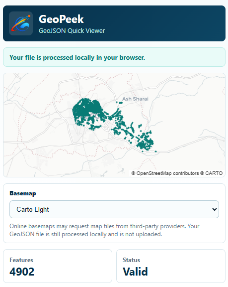 GeoPeek GeoJSON preview screenshot